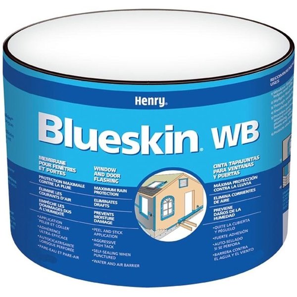 Henry Blueskin WB25 Window and Door Flashing, 75 ft L, 9 in W, Paper, Blue, SelfAdhesive HE201WB954